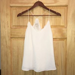 White scalloped tank racer back jcrew